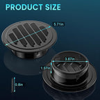 HG Power Stainless Steel Soffit Vents 4 Inch, Black Round Vent Cover with Screen Mesh, Louver Soffit Exhaust Vent for Wall Garage, Kitchen, Attic & House Ventilation, 98mm Diameter
