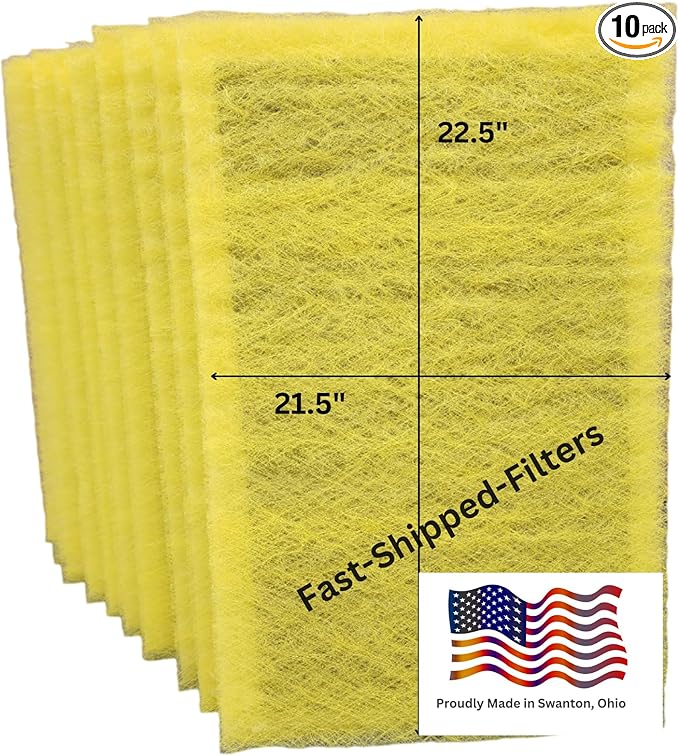 Fast-Shipped-Filters 10 Pack 24x24 Replacement Filter Pads Compatible with MicroPower Guard One Hour Air Cleaner Refill Yellow (10, Yellow, 24x24)