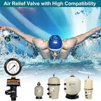 Air Relief Valve with Pool Filter Pressure Gauge, Air Relief Valve Highly Compatible with Pool Filters and Pumps
