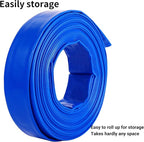 2" x 50 FT Pool Backwash Hose Blue Heavy Duty Reinforced PVC Lay Flat Water Discharge Hose for Swimming Pool Filter Pump,with 2 Clamp