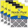 Nordic Pure 14x30x1 (Actual Size: 13 15/16 x 29 15/16 x 3/4) Furnace Air Filters MERV 10 Pleated Plus Carbon 4 Pack