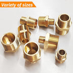 2pcs 1/4" NPT x 1/8" NPT Brass Nipple, 1/4 to 1/8 Adapter Fitting Reducing Solid Hex Nipple, Brass 1/4 Male to 1/8 Male Reducer Pipe Fittings for Extending and Connecting Pipes