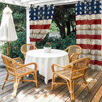 4th of July Outdoor Curtains for Patio USA Flag Independence Day Vintage Waterproof Outside Curtains with Grommet Top Weatherproof Curtain for Cabana Pergola Gazebo, 2 Pack, 54" W x 108" L