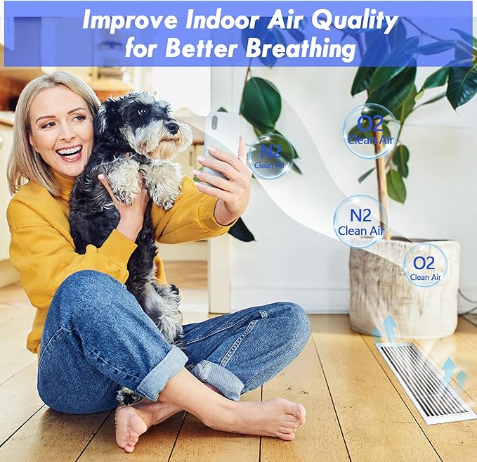 Air Vent Filter Kit - 14" x 90" Cut to Fit Air Filter Materials MERV 8 Electrostatic Media Roll for Home Floor, Ceiling, AC, HVAC, RVC Furnace Vents, With 48PCs Adhesive Hook Tape
