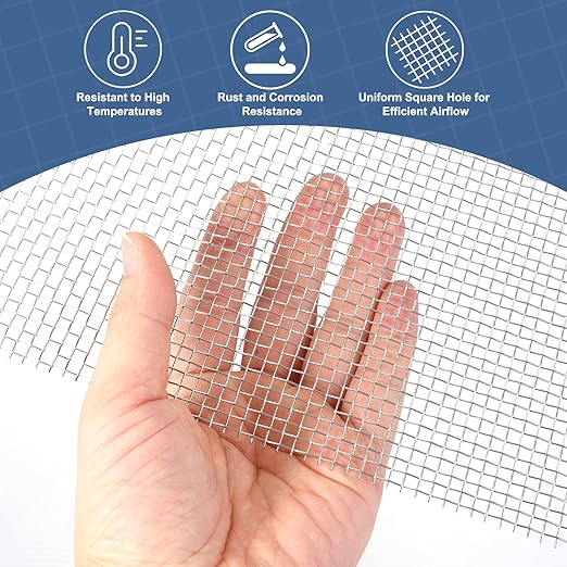 uxcell 6 Mesh 79" x 10" Woven Wire Mesh, 316 Stainless Steel Air Vent Filter Screen, Window Screen Mesh for DIY Projects Vents Cover Filtration Animals Fence