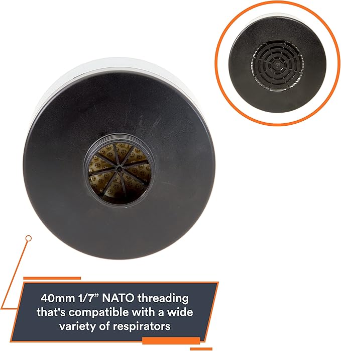 MIRA SAFETY M Gas Mask Filter - Certified CBRN Filter for Full Face Respirator Mask, 40 mm NATO Gas Mask Filter, Longest 20 Year Shelf Life, Vacuum Sealed NBC Filters, Compatible with Mira Gas Mask
