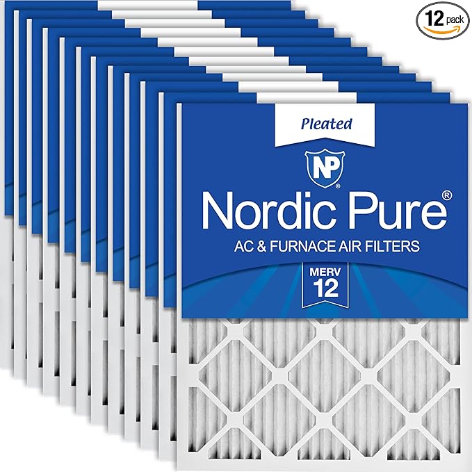 Nordic Pure 18x24x1 (Actual Size: 17 1/2 x 23 1/2 x 3/4) Pleated MERV 12 Air Filters 12 Pack
