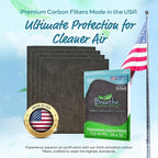 Breathe Naturally Universal Cut To Fit Carbon Activated Air Filter - Replacement Charcoal Filters - Pre Filter Carbon Sheet for Air Purifier, Vent Filters & More - Made in USA (Pack of 4, 12x12)