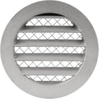 4" Gray Vent Cover - Aluminum - Industrial Round Air Vent Louver - Metal Soffit Vent with Screen - Mesh - Round Vent Grille for House Or Garage Wall- (4" Inch, Gray)