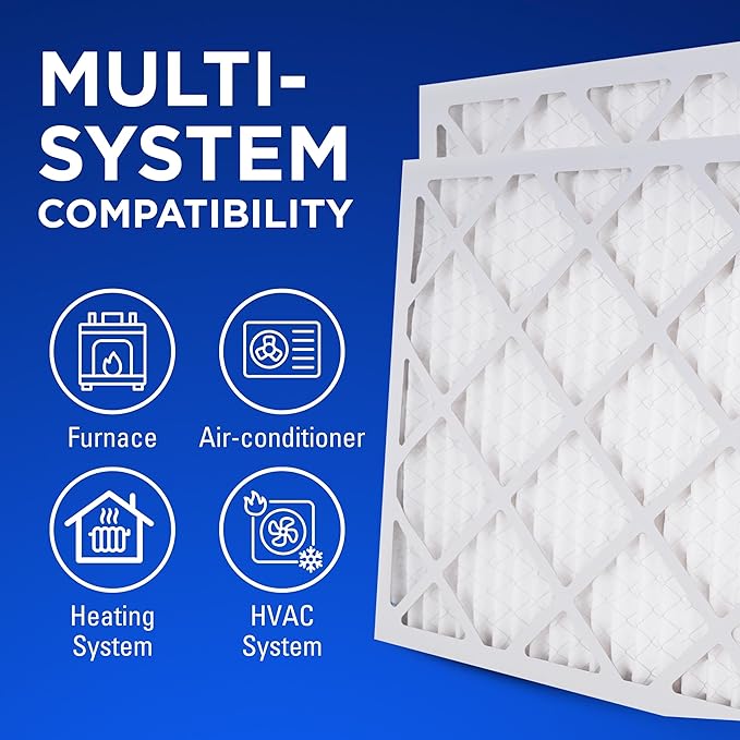 16x25x1 Air Filters, MERV 8 Pleated HVAC AC Furnace Filter Replacement, For Home and Commercial Use, Dust, Pet, & Lint, Made In USA, Easy Install (6 Pack)