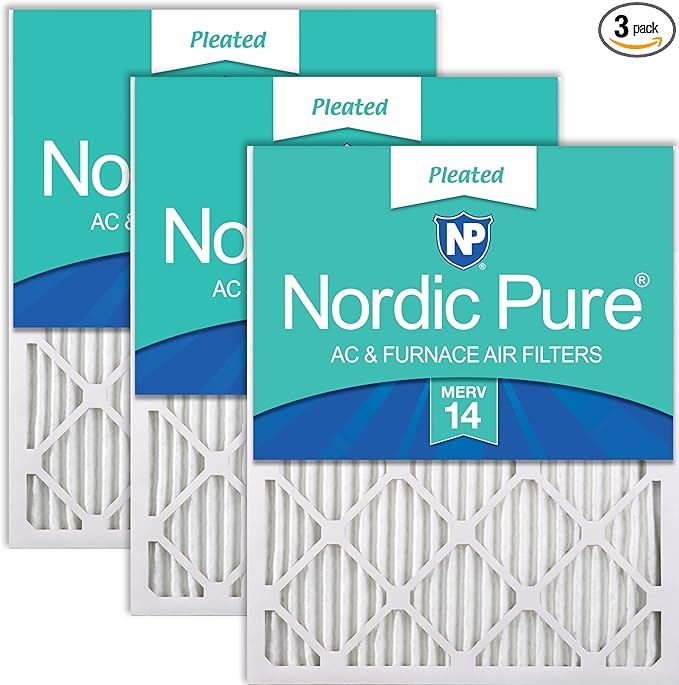 Nordic Pure 25x25x1 (Actual Size: 24 1/2 x 24 1/2 x 3/4) Pleated MERV 14 Air Filters 3 Pack
