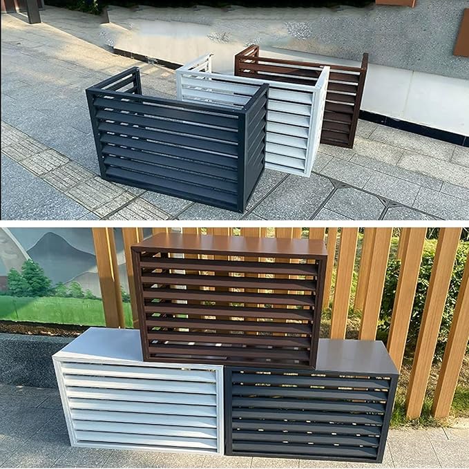 Freestanding Louvered Space Divider, outdoor garbage can enclosures, balcony air conditioning privacy cover, durable, noise reduction, suitable for gardens, balconies, walls, courtyards ( Color : THRE