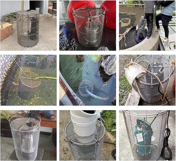 Stainless Steel Pump Filter Cover Water Pump Protective Cover Sump Pump Anti-Clogging Outdoor 1mm Mesh Pump Cover Barrier Durable And Strong For Septic Tanks Farm Irr(Size:35x50cm/13.7"x19.6",Color:B)