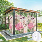 Summer Flamingbirds Outdoor Curtains for Patio Palm Leaves Plumeria Linen Waterproof Outside Curtains with Grommet Top Weatherproof Curtain for Cabana Pergola Gazebo, 1 Panel, 54" W x 84" L