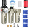 1/2" NPT Industrial Air Dryer for Compressor,3 Stage Air Compressor Water Separator System,Filter Oil Water Separator Dryer for Plasma Cutter and Paint Spray,Manual Drain