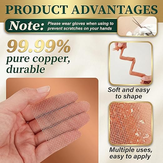 Therwen 18 Inch x 10 ft Copper Mesh Screen 99.9% Pure Copper 40 Mesh Roll Wire Fabric for Grounding Dense Filter Screen Woven Crafts Window Protection