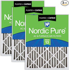 Nordic Pure 25x25x2 (Actual Size: 24 1/2 x 24 1/2 x 1 3/4) Pleated Air Filters MERV 13 Plus Carbon 3 Pack