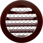 4" Brown Vent Cover - Aluminum - Industrial Round Air Vent Louver - Metal Soffit Vent with Screen - Mesh - Round Vent Grille for House Or Garage Wall