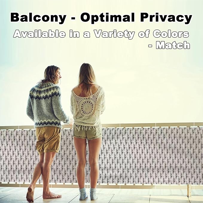 Balcony Privacy Screen 2.5' x 13.1' Durable and UV Resistant Garden Fence, Includes Cable Ties for Outdoor, Patio, Deck, Backyard Porch Privacy, Weaving Pattern