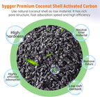 hygger Aquarium Activated Carbon, Premium Natural Coconut Shell Activated Charcoal for Freshwater and Saltwater, Fish Tank Filter Media, Water Purification Carbon (45.8 oz with Fine Mesh Bag)