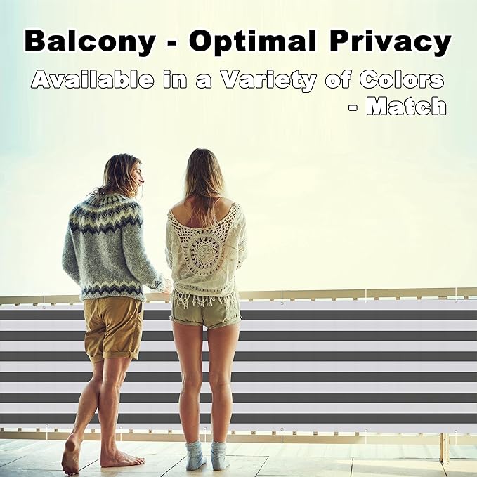 Balcony Privacy Screen 3' x 13.1' UV Protection Weather Resistant Waterproof Outdoor Dog Fence, Includes Cable Ties for Outdoor, Patio, Deck, Backyard Porch Privacy, Gray Stripes