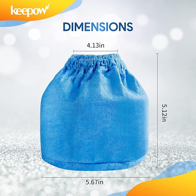 KEEPOW 1.5–3.2 Gallon Cloth Filter Compatible with Armor All AA155 AA255 AA255W AA256 VOM205P, Also fit for Vacmaster Wet/Dry Vacuums, Reusable, Washable Shop Vac Replacement Filter 6‑Pack