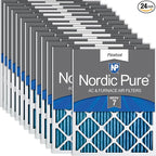 Nordic Pure 20x20x1 (Actual Size: 19 1/2 x 19 1/2 x 3/4) Pleated MERV 7 Air Filters 24 Pack
