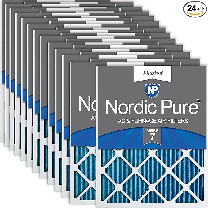 Nordic Pure 18x24x1 (Actual Size: 17 1/2 x 23 1/2 x 3/4) Pleated MERV 7 Air Filters 24 Pack