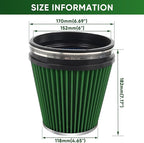 6" 152mm Cold Air Intake Filter Clamp-On Replacement High Flow Inlet Air Filter High Performance Washable Cone Filter 7" Tall Green