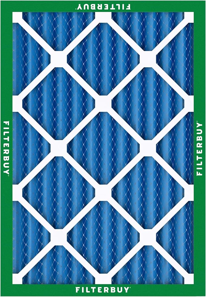 Filterbuy 16x20x2 Air Filter MERV 13 Optimal Smoke & Allergy Defense (4-Pack), Electrostatic Pleated HVAC AC Furnace Filters Replacement, Made in USA (Actual Size: 15.50 x 19.50 x 1.75)