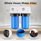 PUREPLUS 2-Stage Whole House Water Filtration System, 10" Universal Home Filtration, with Sediment &Iron Reduce, Carbon Filter, Reduce Iron, Chlorine, Taste, Includes Pressure Gauges, 1" Inlet/Outlet