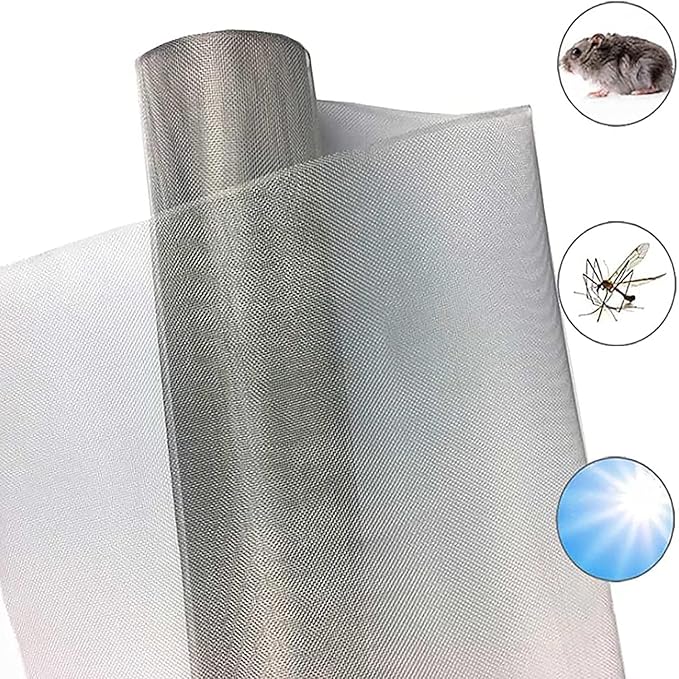 Stainless Steel Woven Wire Mesh, 304 Metal Mesh Sheet, 16 Mesh, Anti-Rust & Tear-Resistant, Vent, Filter, Garden Rodent Guard, Insect Screen, Easy to Cut (Silver 1.2x5m)