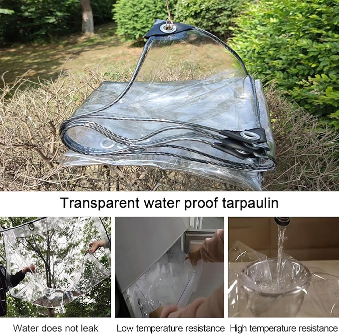 Transparent Tarpaulin Side Panels, Outdoor Clear Tarp Curtains with Zipper Door, Curtain Patio Enclosure for Pergola Porch Carport Canopies(4x8m)