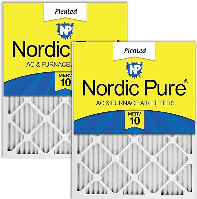 Nordic Pure 16x20x1 (Actual Size: 15 1/2 x 19 1/2 x 3/4) Pleated MERV 10 Air Filters 2 Pack