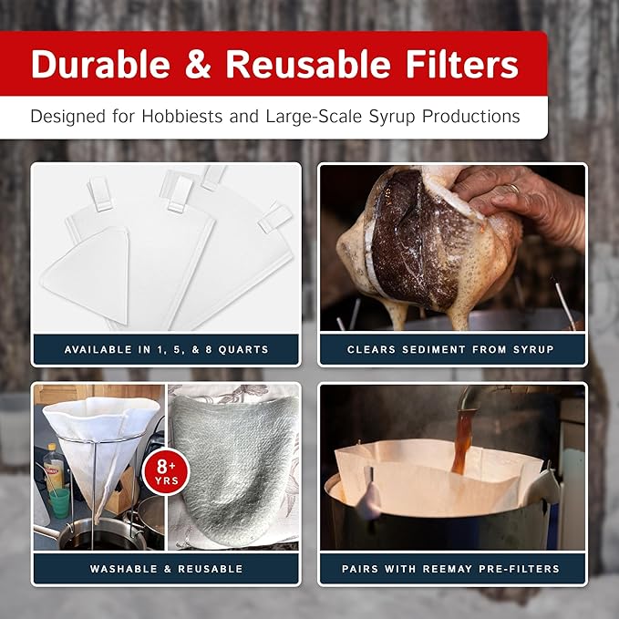 The Felt Store Synthetic Maple Syrup Filter Cone – Reusable Heavy-Duty Polyester Syrup Strainer for Clear Syrup, Easy to Mount or Hang, Food-Grade Material - Spring Maple Sugaring - 8 Quarts