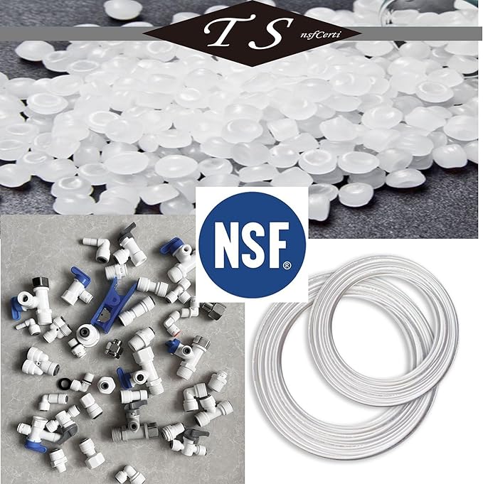 NSF 1/4" inch Water Line Tubing and Push to Connect Fittings for Reverse Osmosis Water Filter RO fittings (Feed water adapter Kits), 11 pcs connetors+30 feet 1/4" O.D. (6.4mm) water tubing.