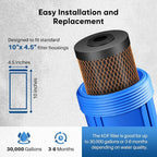 PUREPLUS 5 Micron 10" x 4.5" Whole House Coconut Shell Activated Carbon and KDF Water Filter, Heavy Metal Removal Replacement Water Filter, Compatible with GXWH40L, GXWH35F, BB10, CTO10BB-KDF, 3 PACK