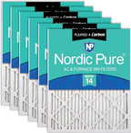 Nordic Pure 12x24x1 (Actual Size: 11 1/2 x 23 1/2 x 3/4) Pleated Air Filters MERV 14 Plus Carbon 6 Pack