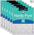 Nordic Pure 16x30x1 (Actual Size: 15 3/4 x 29 11/16 x 3/4) Pleated Air Filters MERV 14 Plus Carbon 6 Pack