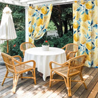 Lemon Outdoor Curtains for Patio Lemon Leaves Summer Plants Begin Waterproof Outside Curtains with Grommet Top Weatherproof Curtain for Cabana Pergola Gazebo, 1 Panel, 54" W x 108" L