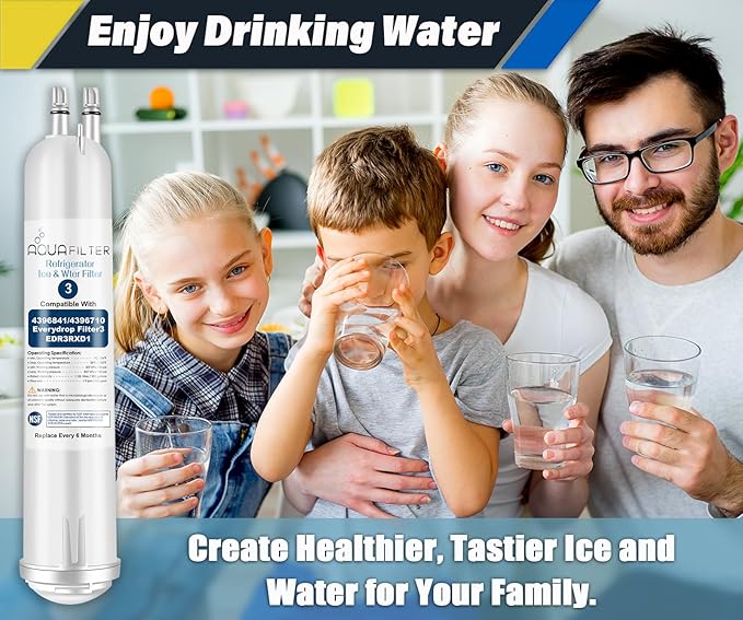 FILTER3 4396841 Refrigerator Water Filter Replacement Compatible with 4396841 4396710 EDR3RXD1 EDR3RXD1B Filter 3 P1WB2 P2RFWG2, 46-9030, Pur W10121145 W10121146 (4-PACK)