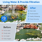 POPOSOAP 70W Solar Pond Filter with Fountain Pump, Solar Powered Water Pump with 580GPH Pond Filter for Outdoor Ponds, Adjustable Diverter Valve for Koi Ponds, Waterfalls, Garden Water Features