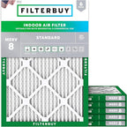 Filterbuy 14x16x1 Air Filter MERV 8 Essential Dust & Allergy Defense (6-Pack), Electrostatic Pleated HVAC AC Furnace Filters Replacement, Made in USA (Actual Size: 14.00 x 16.00 x 0.75)