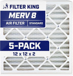Filter King 12x12x2 Air Filter | 5-PACK | MERV 8 HVAC Pleated A/C Furnace Filters | MADE IN USA | Actual Size: 11.5 x 11.5 x 1.75"