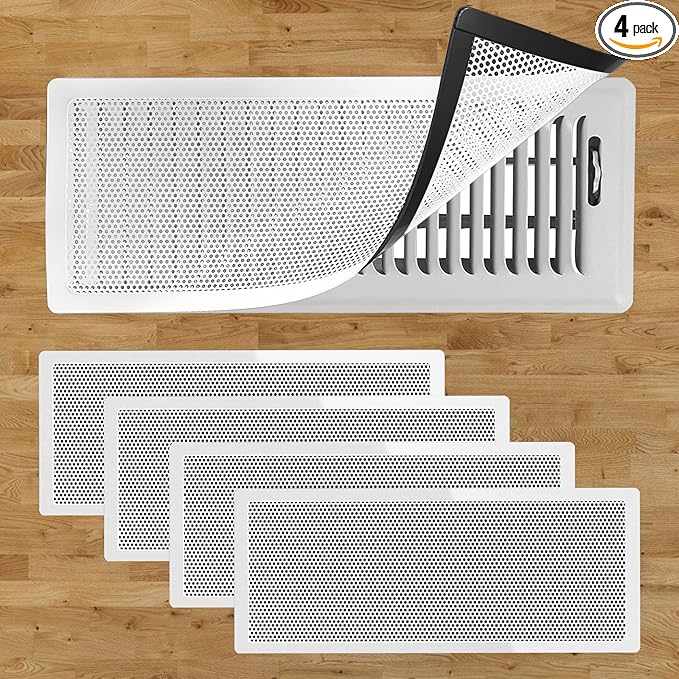 4 PCS White Magnetic Vent Covers - 5.5"x12" Magnetic Air Vent Screen - for Floor/Wall/Ceiling Registers - Easy Install, Secure Fit - Durable(Fits Registers 5.5" to 6.5" Wx 12" to13" L)