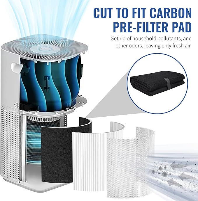 CFS – Pack of 1, Universal Cut to Fit Carbon Pre-Filter Pad Roll for Air Purifiers, Range Hood, Furnace Filters, & Air Conditioner Filters – Fresh Air for Indoor – Charcoal Air Filter Sheet – 12"x12"