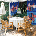 Independence Day Waterproof Outdoor Curtains for Patio, Windproof Weatherproof Curtains with Weighted Hem, Hot Air Balloon Patriotic Star Light Filtering Privacy Drapes for Porch 54"x 95" 2 Panels