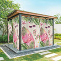 Summer Flamingbirds Outdoor Curtains for Patio Palm Leaves Plumeria Linen Waterproof Outside Curtains with Grommet Top Weatherproof Curtain for Cabana Pergola Gazebo, 2 Pack, 54" W x 108" L