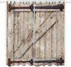 Farmhouse Wood Grain Living Room Curtains 96 Inch Length, Window Curtains Tab Top, Vintage Country Barn Gate Brown Light Filtering Window Treatments Drapes 52"x96" 2 Panel