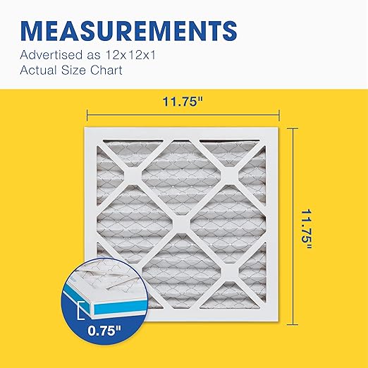 Aerostar 12x12x1 MERV 8 Air Filter,ACTUAL SIZE (11.75 x 11.75 x 0.75),HVAC,Air Conditioning & Furnace Filter Captures Dust,Lint & Pollen (MPR 600 / FPR 5),Made in USA,(Pack of 12)